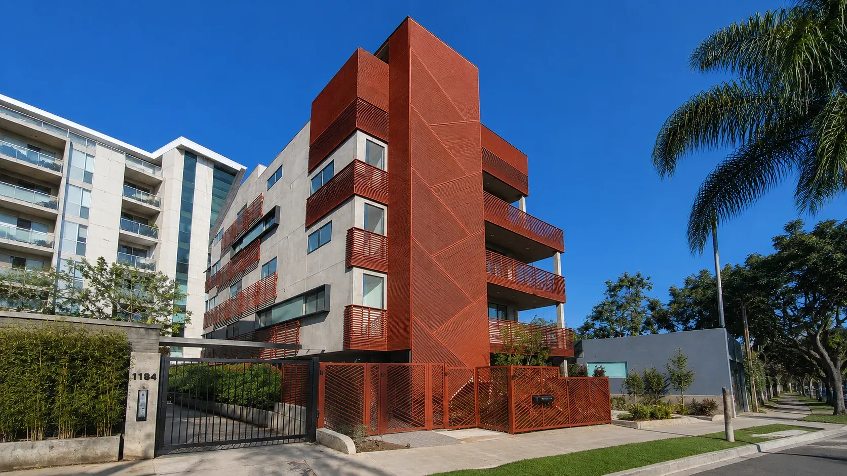 Aluminum louvres detailed into a building facade