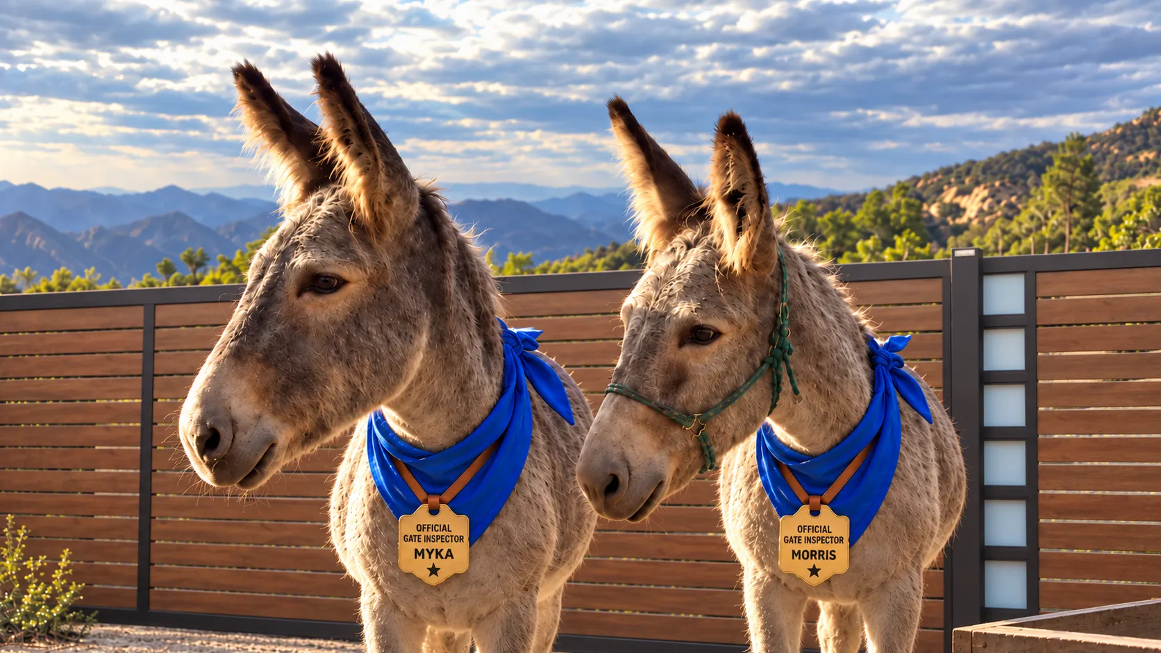Myka and Morris, the two Mulholland ranch donkeys